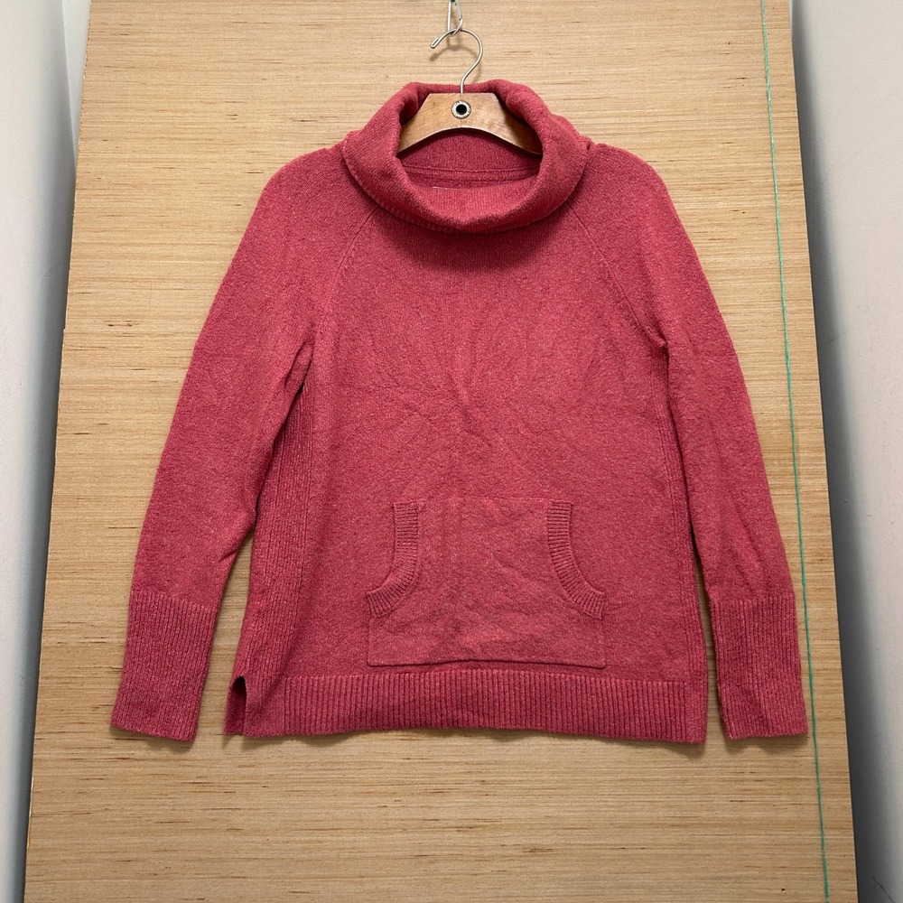 Loft Womens Cowl Neck Sweater Pink Marl Raglan Sleeve Kangaroo Pocket XS